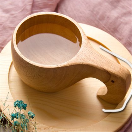 Japanese-Style Wood Mug Portable Rubber Wooden